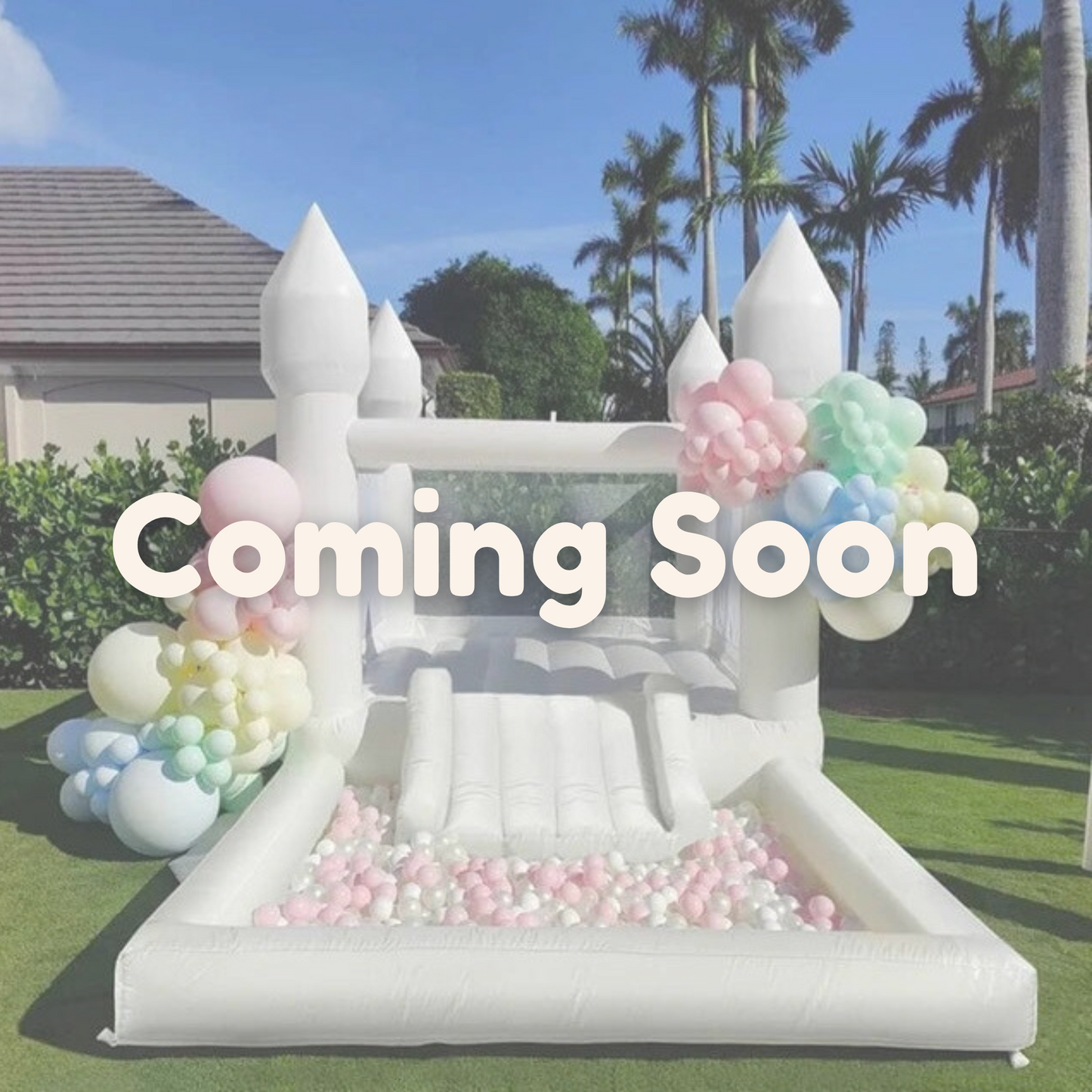 White Bouncy Castle, With Ball Pit