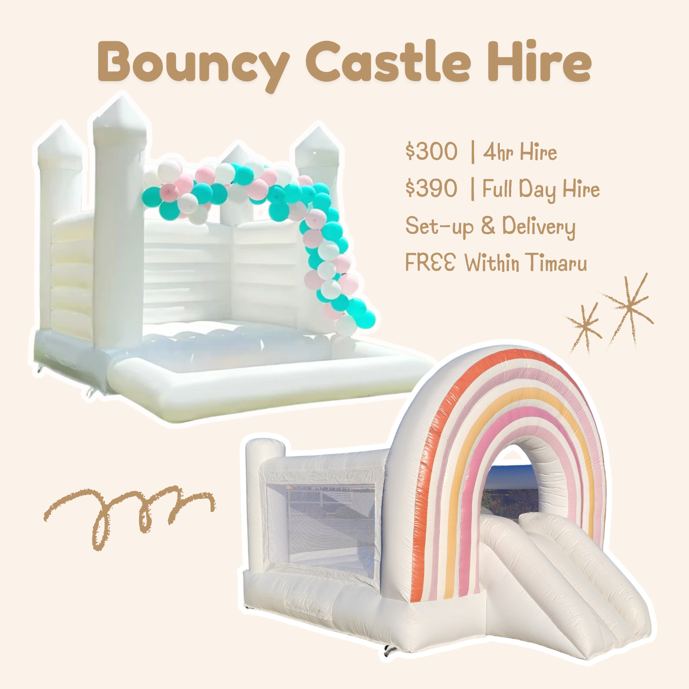 White Bouncy Castle, With Ball Pit