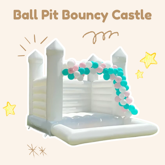 White Bouncy Castle, With Ball Pit